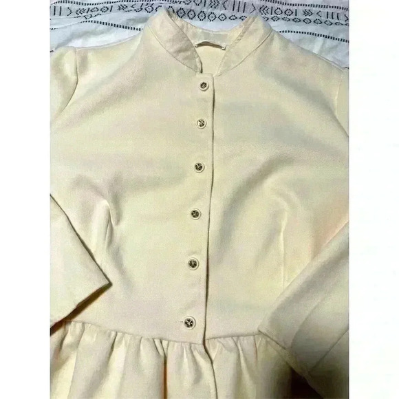 Yitemei Women's 2XL White Peplum Overcoat Stand Collar Ruffle Hem - Picture 3 of 12